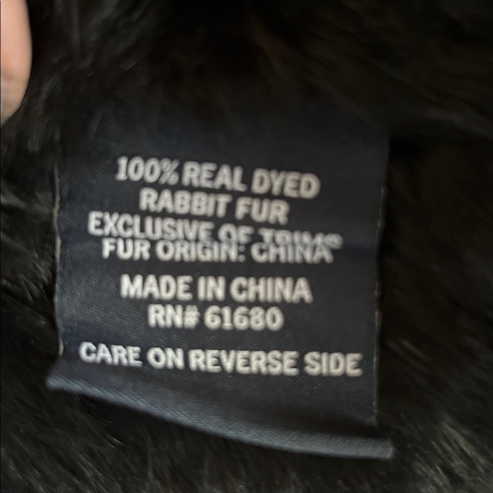 525 America LUXE Black Dyed Rabbit Fur Open Front Waist Length Vest Womens Large - Picture 6 of 9